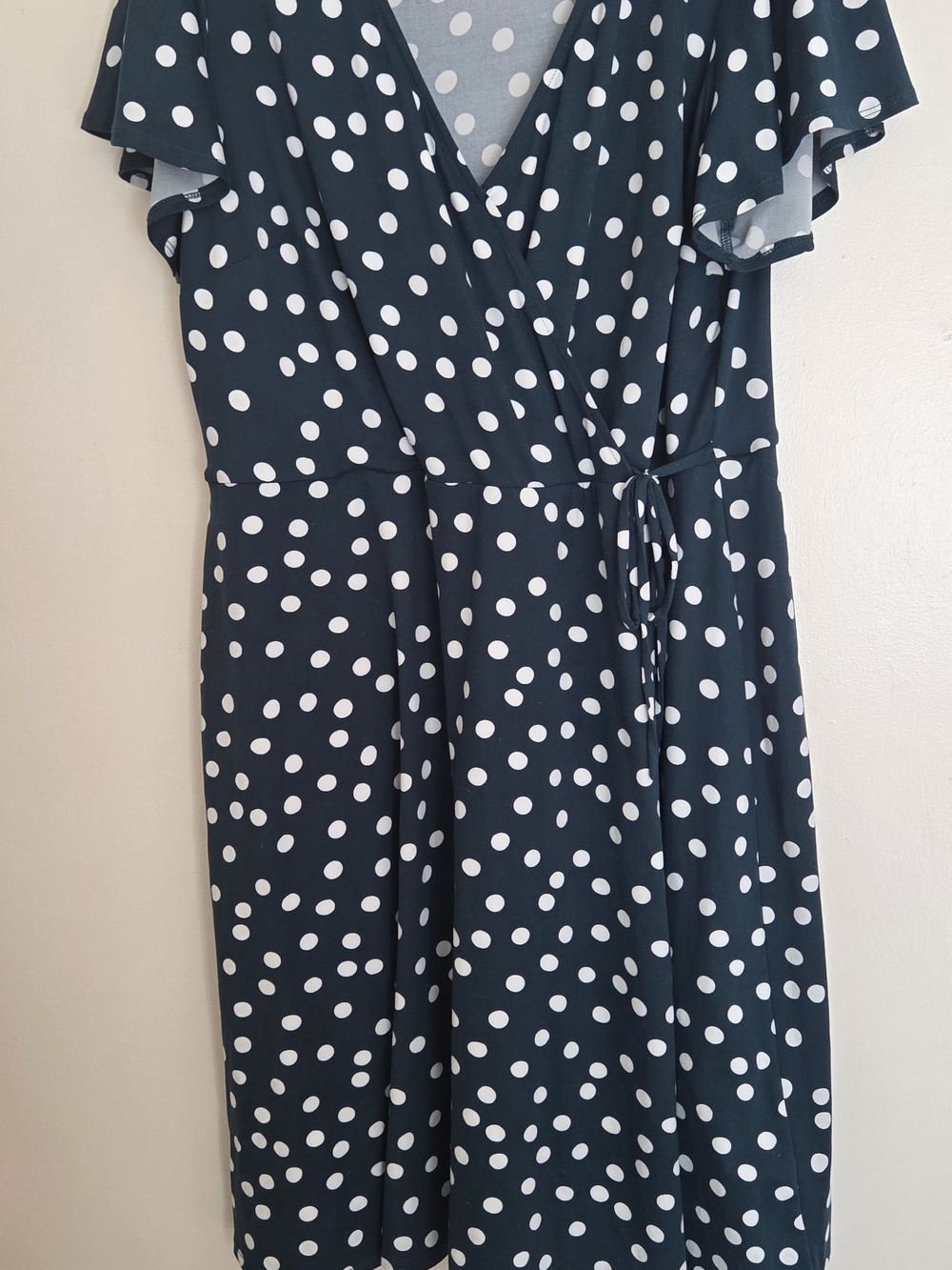 Polka Dot Wrap Midi Dress - Green & White